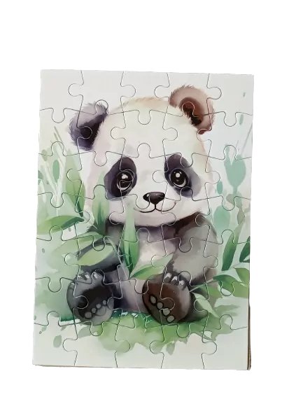 Puzzle panda s bambusem