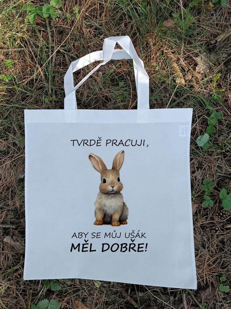 Nákupní taška "Tvrdě pracuji, aby..." (ušák)