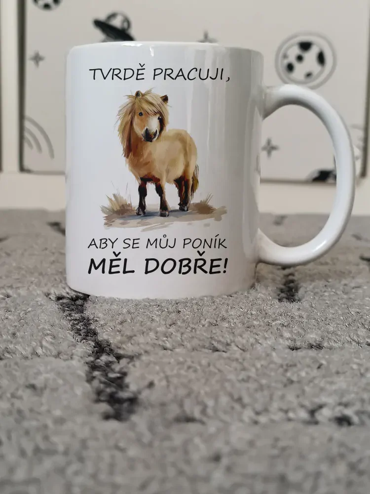 Hrnek "Tvrdě pracuji, aby..." (poník)