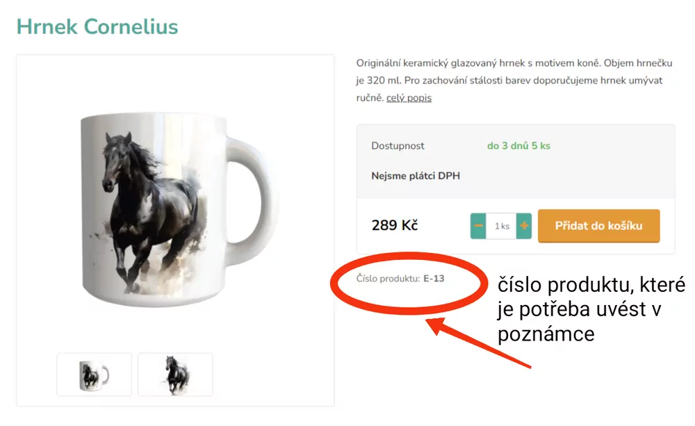 Cedulka na box koně (vlastní foto)