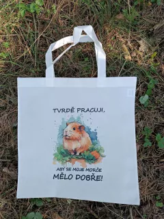 Nákupní taška "Tvrdě pracuji, aby..." (morče)