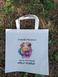 Nákupní taška "Tvrdě pracuji, aby..." (morče)