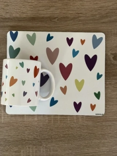 Set podložka + hrnek Hearts